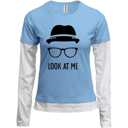 Женский лонгслив Комби с шляпой и очками Look at me