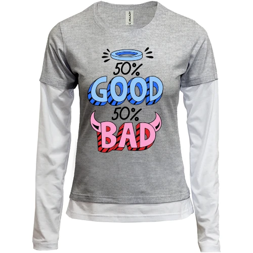 Женский лонгслив Комби на 50% good 50% bad