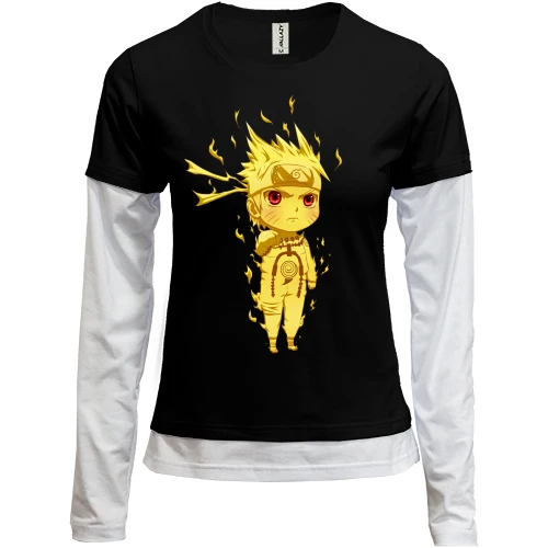 Жіночий лонгслів Комбі, чорний, Naruto Kyuubi Mode Chibi