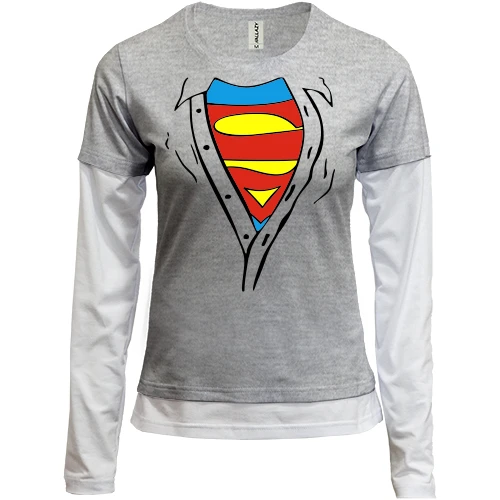 Женский лонгслив Комби с расстегнутой рубашкой Superman