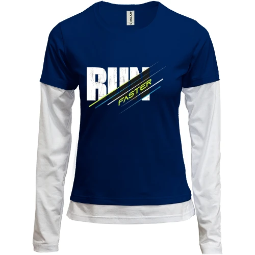Женский лонгслив Комби, синий, Run Faster