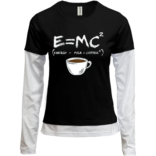 Женский лонгслив Комби E=MC2 (Energy = Milk x Coffee)