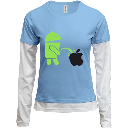 Женский лонгслив Комби Android vs Apple