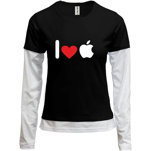 Женский лонгслив Комби I love apple