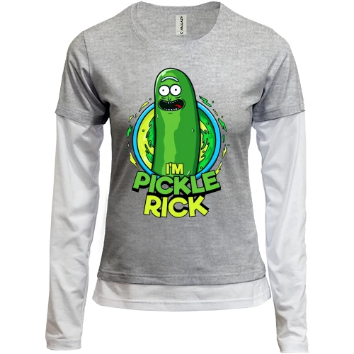 Женский лонгслив Комби pickle Rick