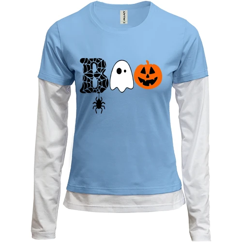 Женский лонгслив Комби, синий, Boo! (2)