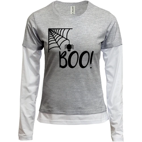 Женский лонгслив Комби, серый меланж, Boo!