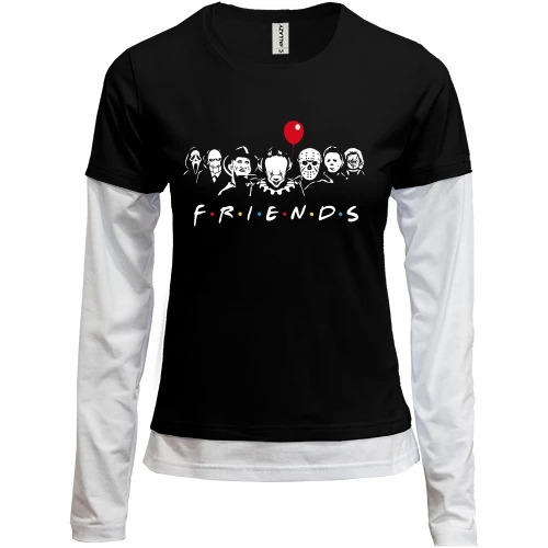 Женский лонгслив Комби, черный, Halloween Friends