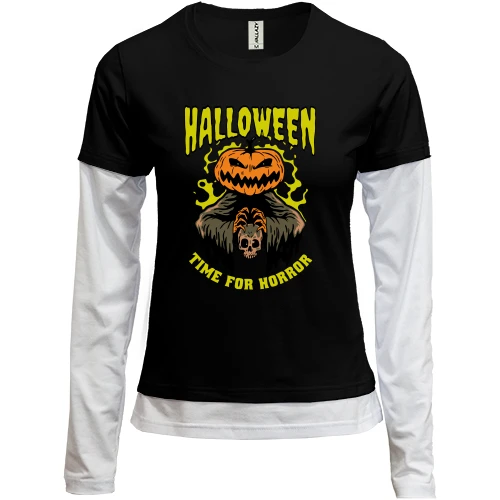 Женский лонгслив Комби, черный, Halloween - Time for Horror