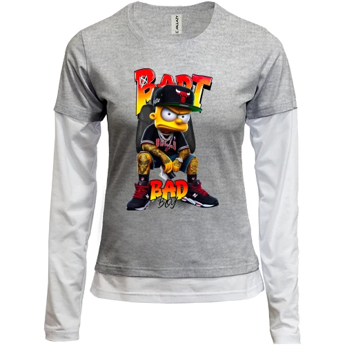 Женский лонгслив Комби, серый меланж, Bad Boy Bart