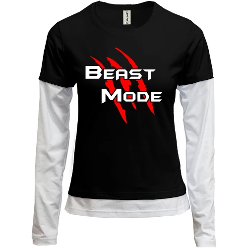 Женский лонгслив Комби, черный, Beast Mode