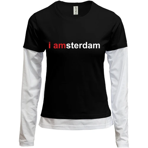Женский лонгслив Комби, черный, I amsterdam