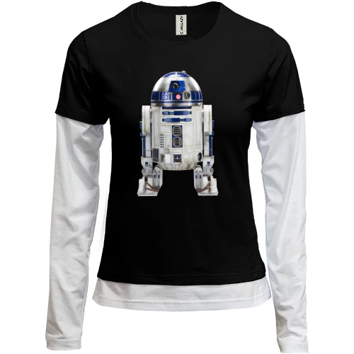Женский лонгслив Комби с рисунком робота R2 D2