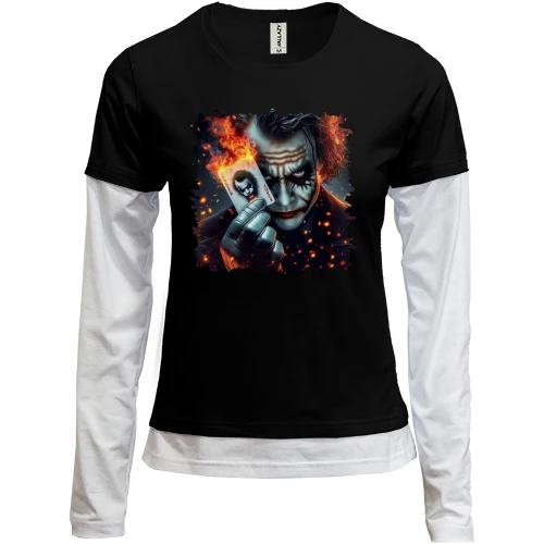 Жіночий лонгслів Комбі, чорний, Joker (у вогні)