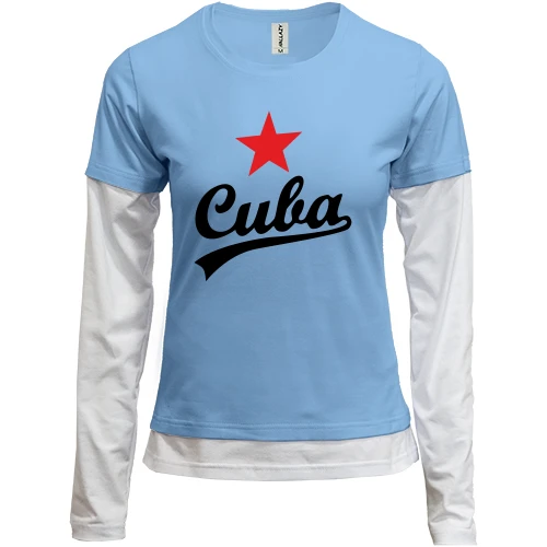 Женский лонгслив Комби, синий, Куба - Cuba