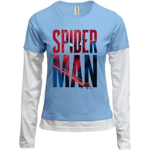 Жіночий лонгслів Комбі, синій, з написом Spider-Man і павутиною