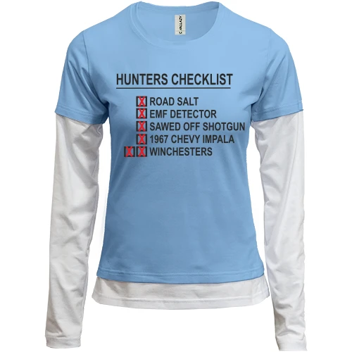 Женский лонгслив Комби с принтом "Hunters checklist"