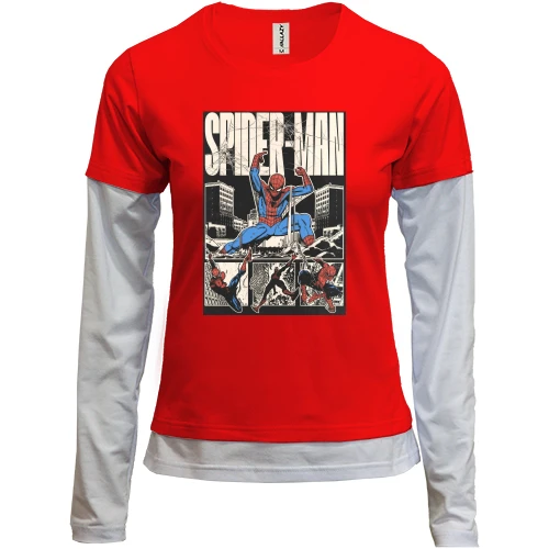 Жіночий лонгслів Комбі, червоний, Постер Spider-Man