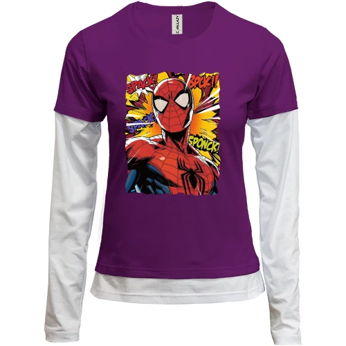 Жіночий лонгслів Комбі, фіолетовий, Comics Spider-Man