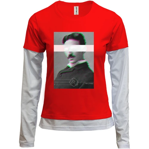 Женский лонгслив Комби Nikola Tesla