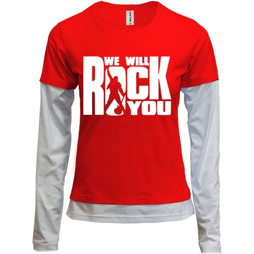 Женский лонгслив Комби "We will rock you"