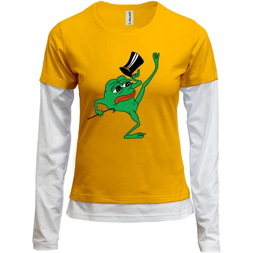 Женский лонгслив Комби, Желтый, pepe the frog
