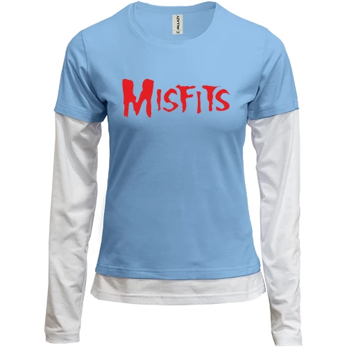 Женский лонгслив Комби, синий, с надписью Misfits