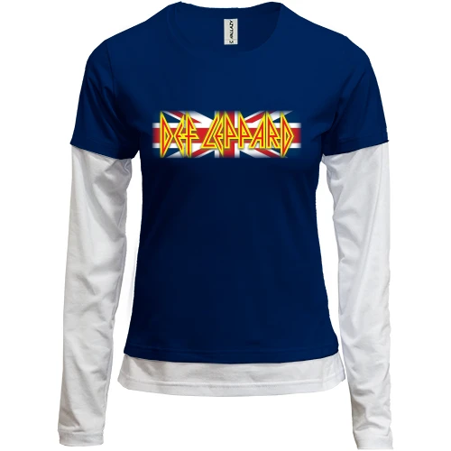 Женский лонгслив Комби, синий, Def Leppard (на флаге)