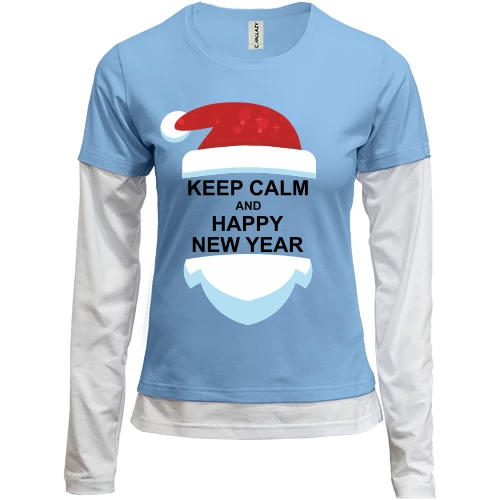 Женский лонгслив Комби Keep calm and Happy New Year