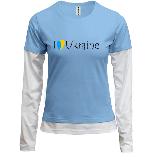 Женский лонгслив Комби с надписью «I love Ukraine»