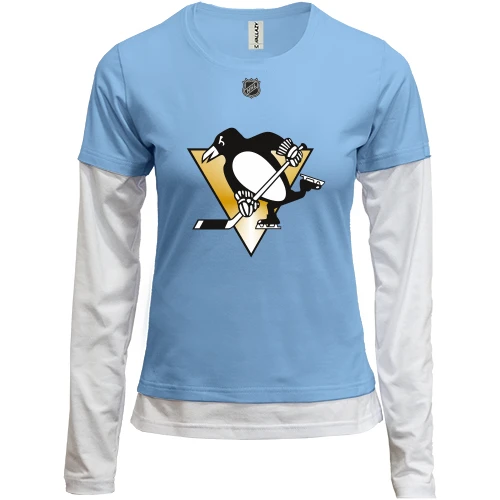 Женский лонгслив Комби Pittsburgh Penguins с пингвином и золотым треугольником