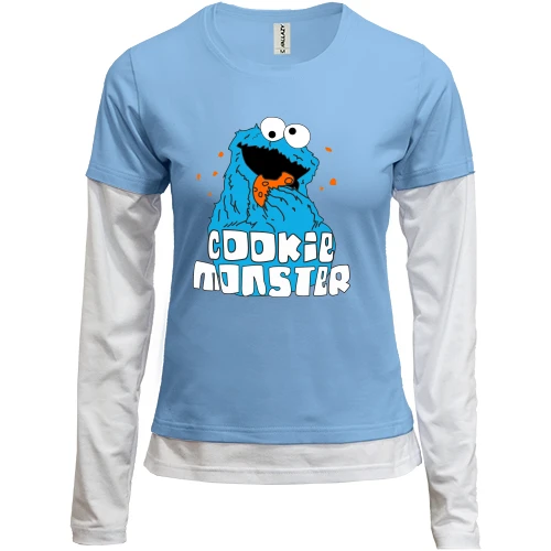 Женский лонгслив Комби Cookie monster ест печеньку