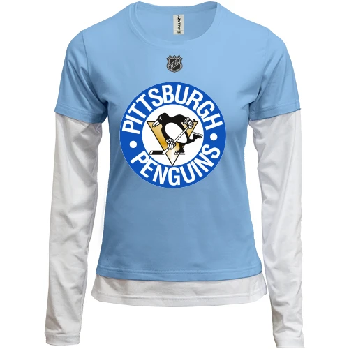 Женский лонгслив Комби Pittsburgh Penguins с эмблемой в синем круге