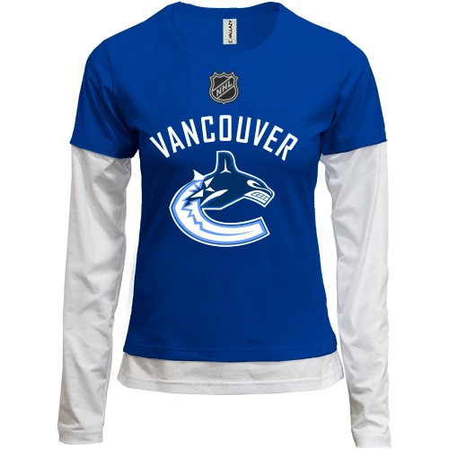 Женский лонгслив Комби с логотипом хоккейного клуба Vancouver Canucks, изображением косатки и надписью «VANCOUVER»
