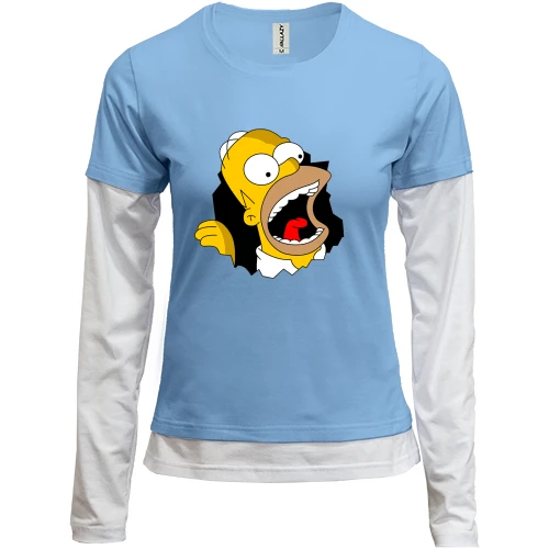 Женский лонгслив Комби, синий, Simpsons (12)