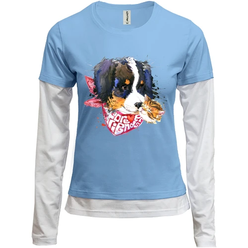 Женский лонгслив Комби с зенненхундом "forever friends"