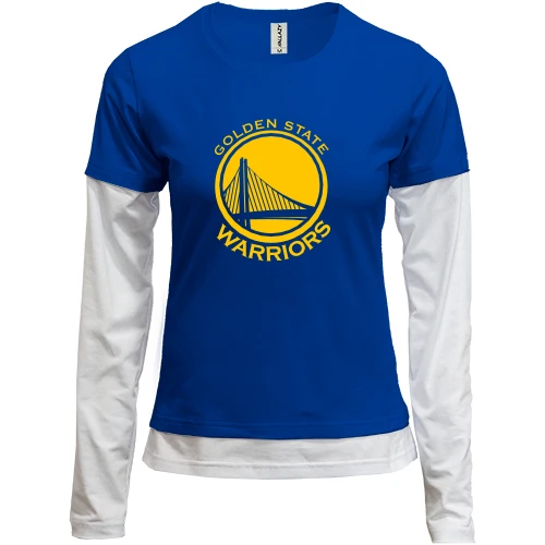 Женский лонгслив Комби, синий, с одноцветным логотипом Golden State Warriors