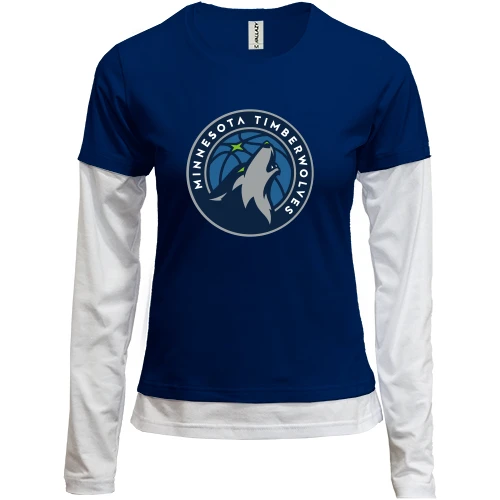 Женский лонгслив Комби, синий, Minnesota Timberwolves (2)