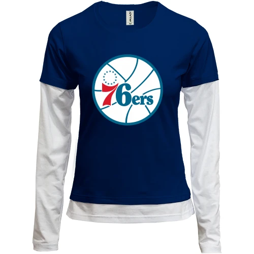 Жіночий лонгслів Комбі, Синій, Philadelphia 76ers