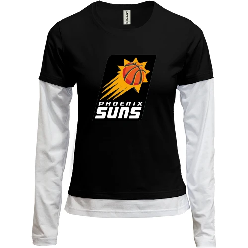 Женский лонгслив Комби, черный, с летящим мячом и надписью Phoenix Suns