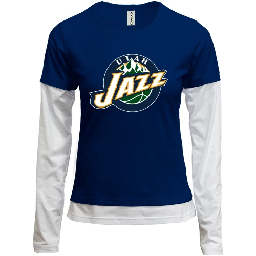Женский лонгслив Комби, синий, Utah Jazz