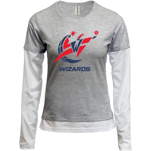 Женский лонгслив Комби, Серый меланж, Washington Wizards