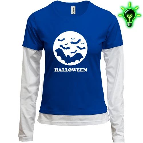 Женский лонгслив Комби, черный, Halloween Bats