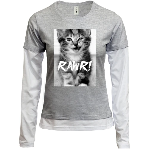 Женский лонгслив Комби Rawr кот