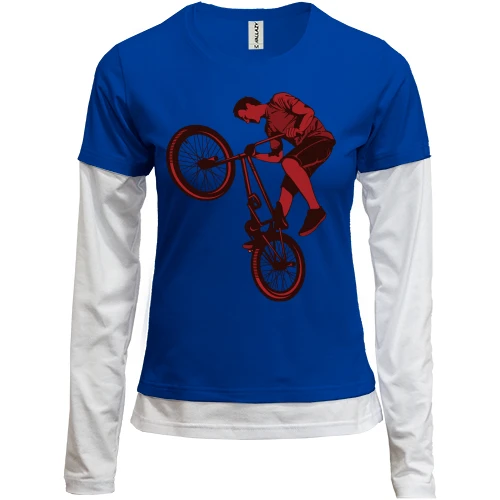 Женский лонгслив Комби с BMX велосипедистом