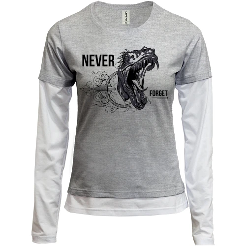 Женский лонгслив Комби Never forget Dinosaur