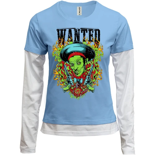 Женский лонгслив Комби с разбойником Wanted