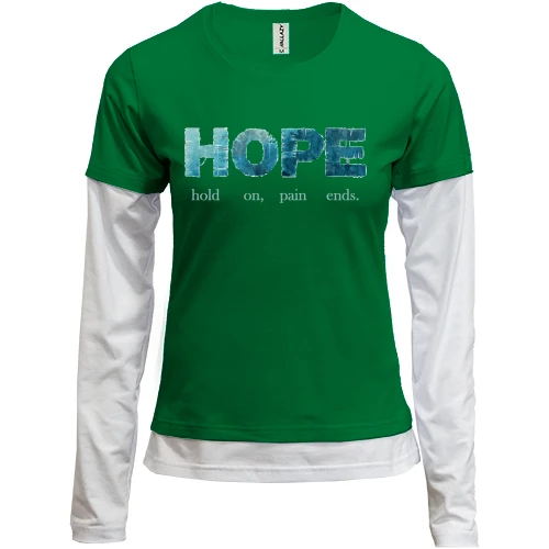 Женский лонгслив Комби hold on, pain ends (HOPE)