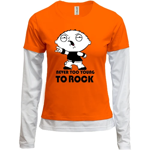 Женский лонгслив Комби, красный, Never too young to rock
