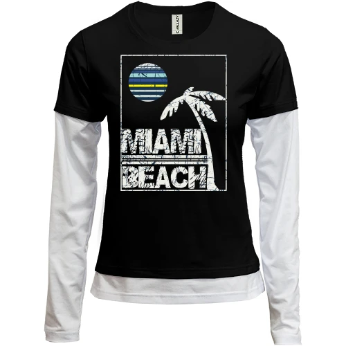Женский лонгслив Комби, черный, Miami Beach